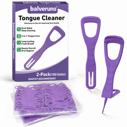 Balveruno® Disposable Tongue Cleaners, Dual-Sided, Fresh Breath, 100ct