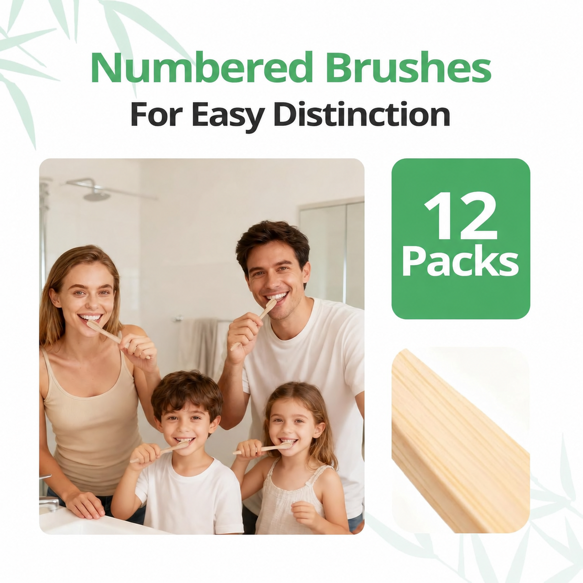 Balveruno® Bamboo Toothbrushes 12 Pack BPA Free Soft Bristles Toothbrush