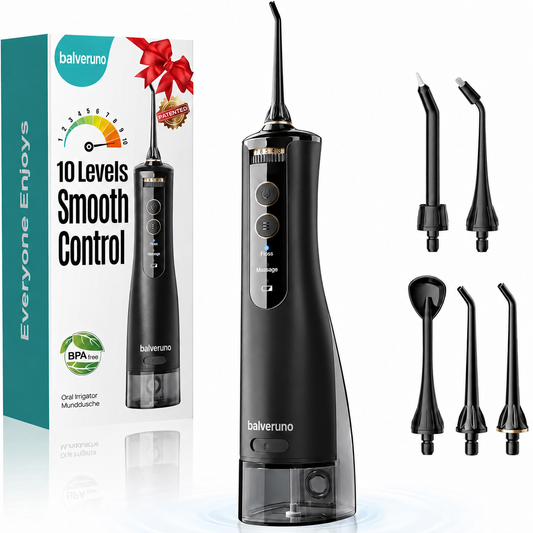 Balveruno® Water Dental Flosser, 10 Pressure Levels, Black Pro