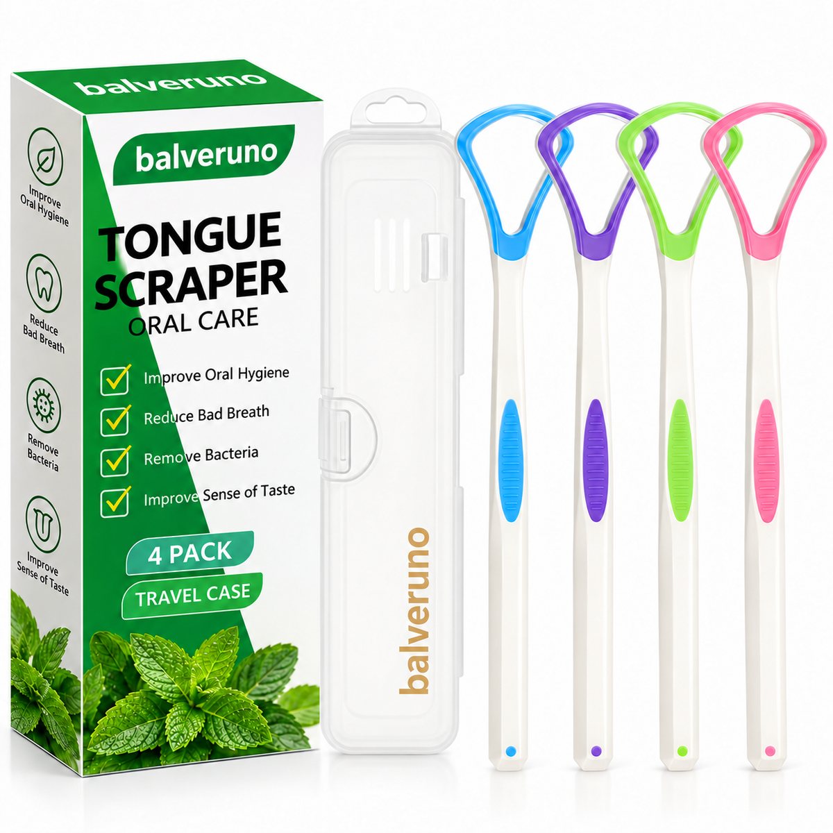 Balveruno® Tongue Scraper Cleaner 100% BPA Free Tongue Scrapers with Travel Handy