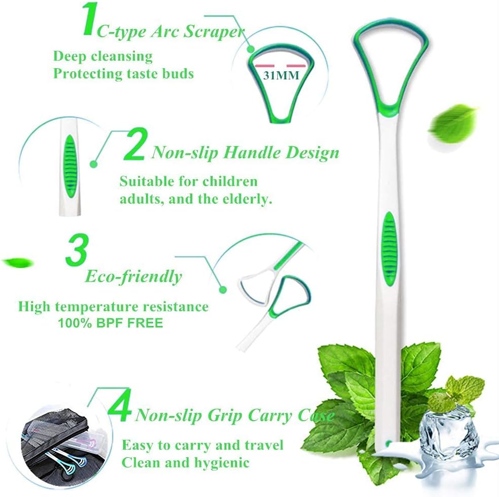 Balveruno® Tongue Scraper Cleaner 100% BPA Free Tongue Scrapers with Travel Handy