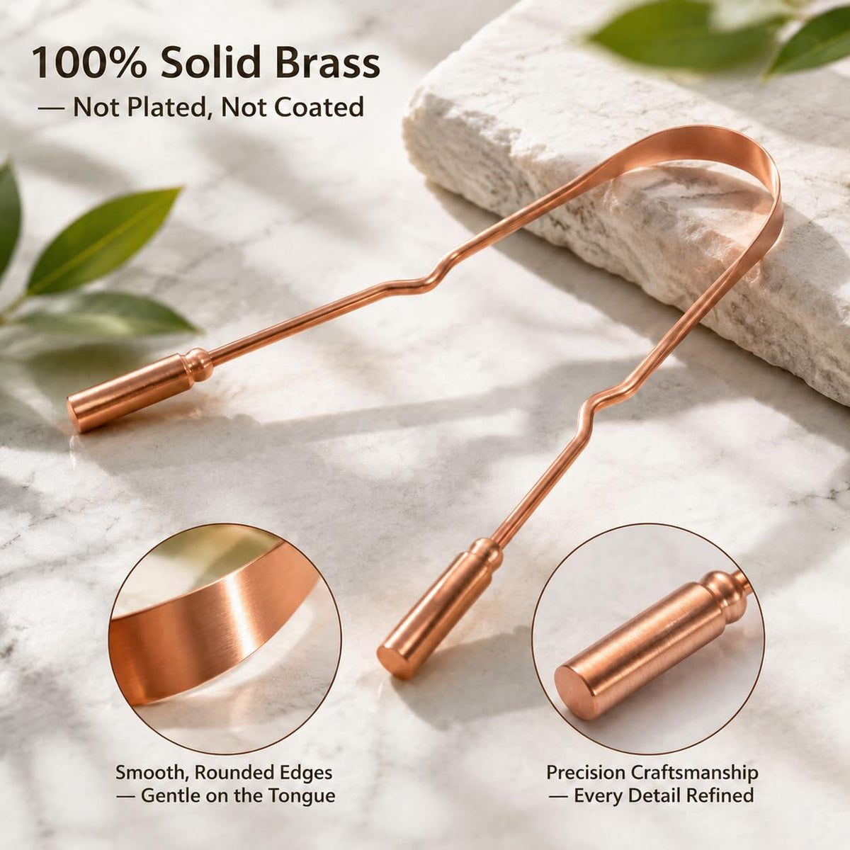 Balveruno® Copper Tongue Scraper for Adults