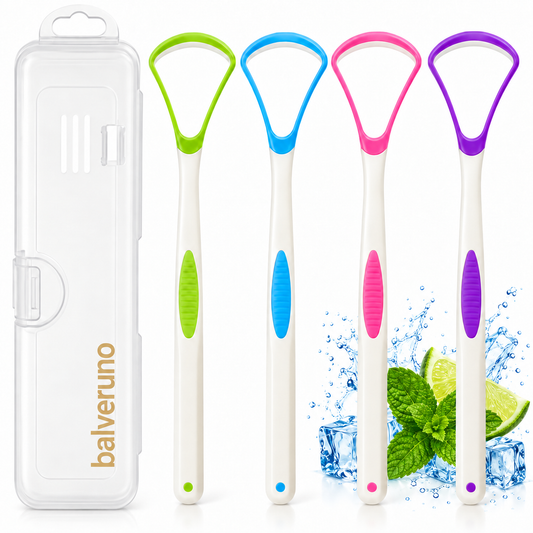 Balveruno® Tongue Scraper Cleaner 100% BPA Free Tongue Scrapers with Travel Handy