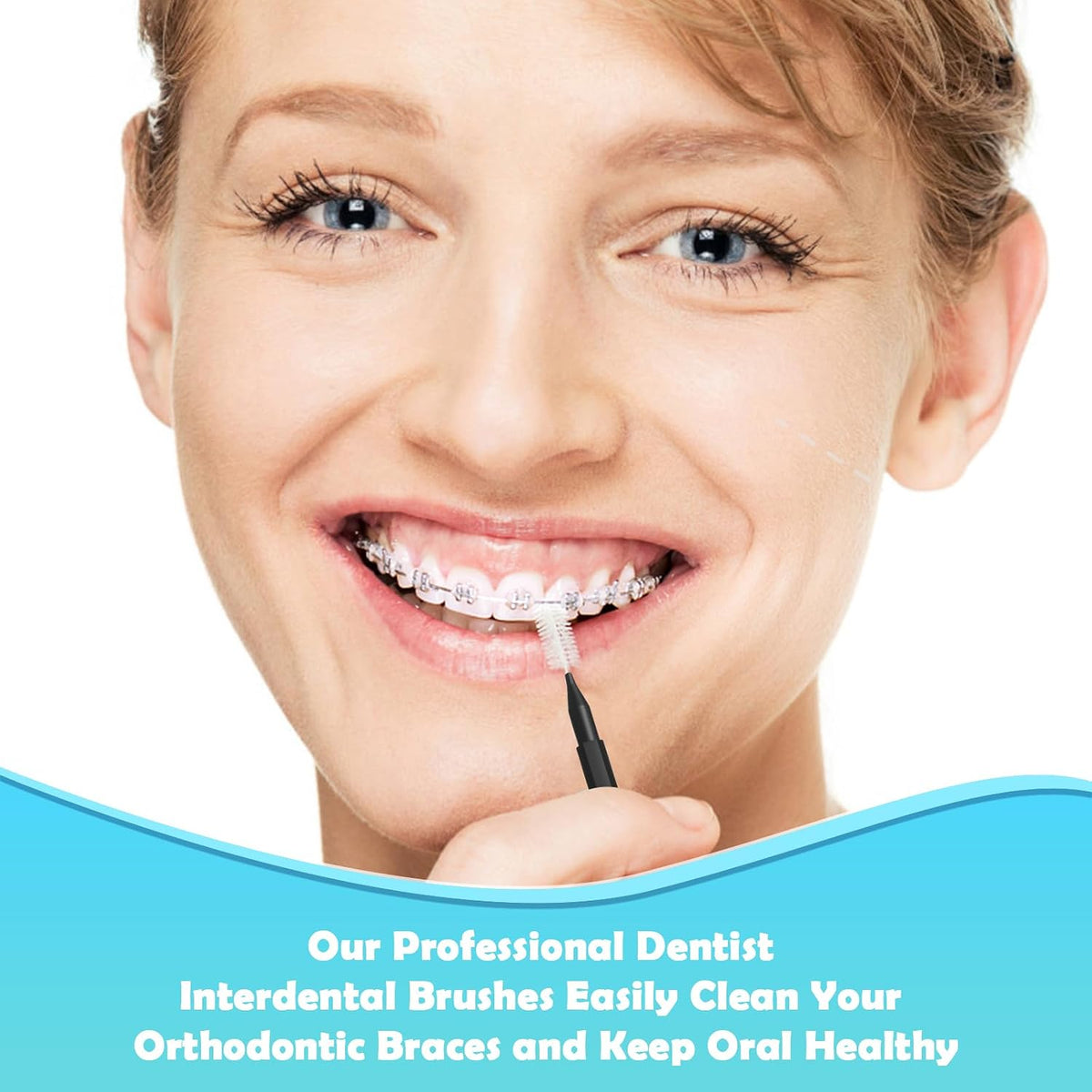 Balveruno® 120 Pieces Braces Brush Cleaner Orthodontic Flossers Toothpicks Floss Picks for Braces Kit for Teeth Cleaning Tools Spiral Dental Brush Head for Efficient Oral Care Black