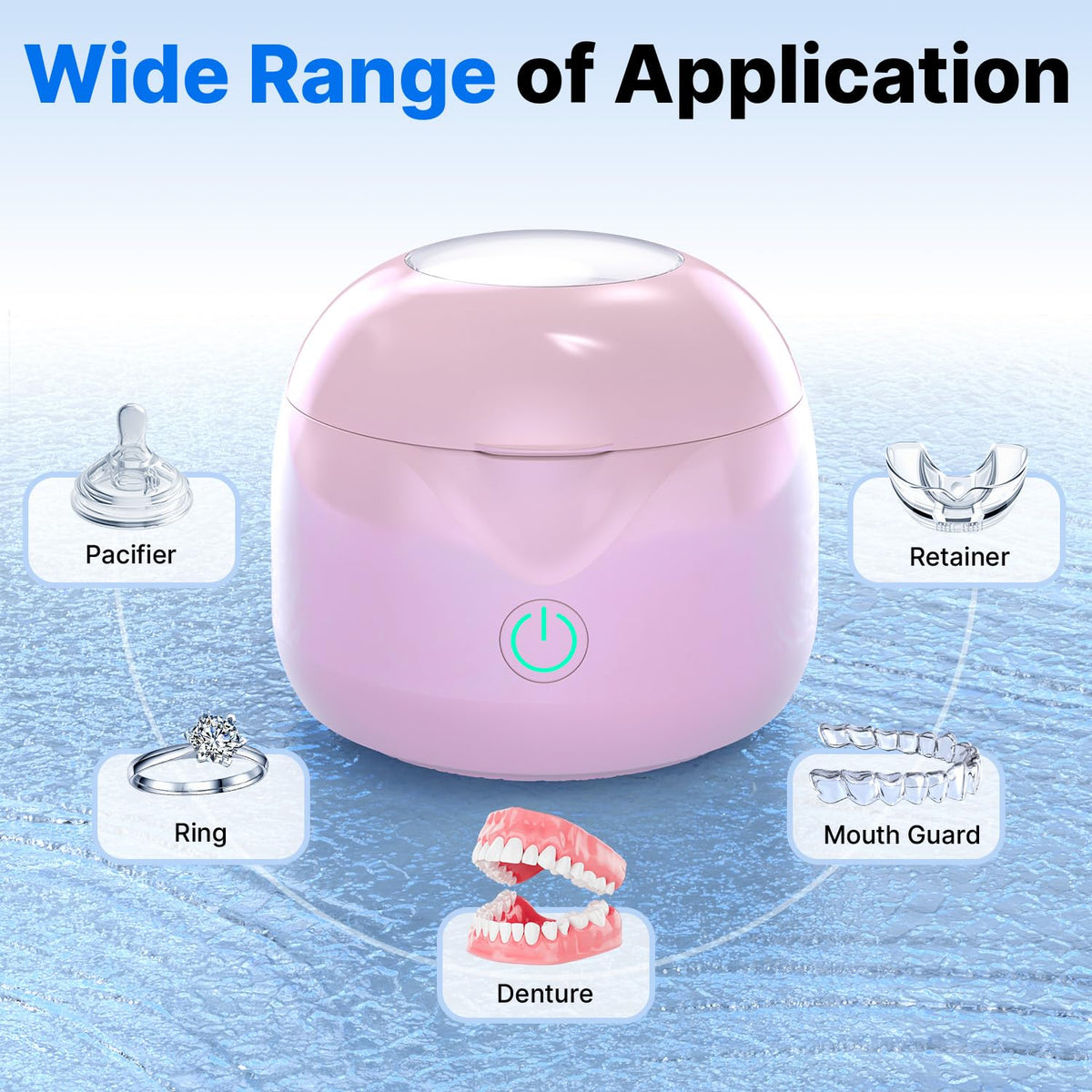 Balveruno® Ultrasonic Retainer Cleaner - UV Dental Cleaning Pod Night Guard Cleaner for Dentures, Aligner, Braces, Toothbrush Heads, Jewelry