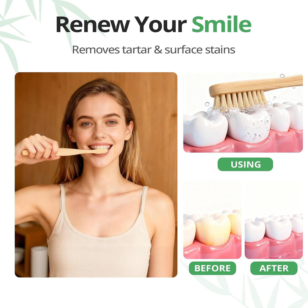 Balveruno® Bamboo Toothbrushes 12 Pack BPA Free Soft Bristles Toothbrush