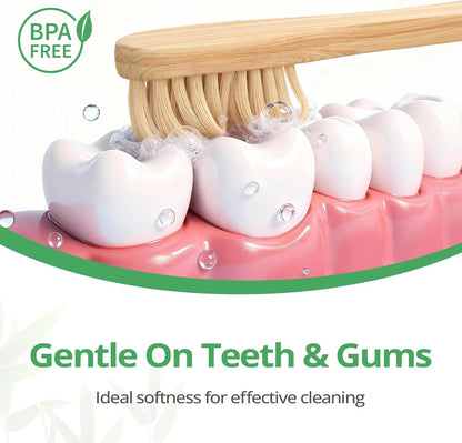 Balveruno® Bamboo Toothbrushes 12 Pack BPA Free Soft Bristles Toothbrush