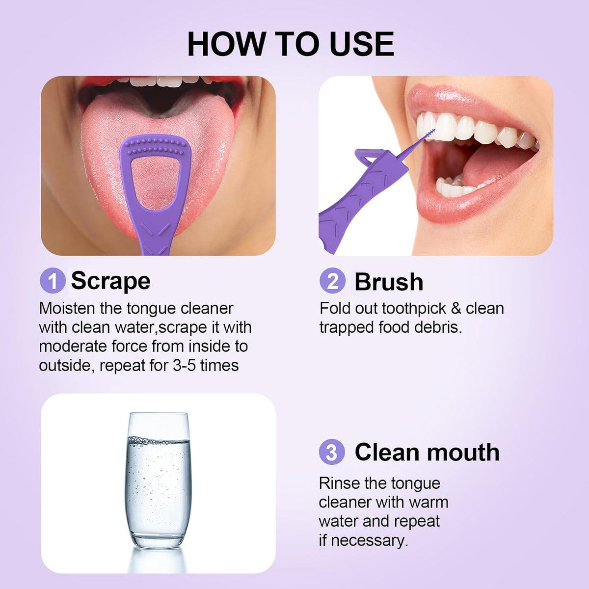 Balveruno® Disposable Tongue Cleaners, Dual-Sided, Fresh Breath, 100ct