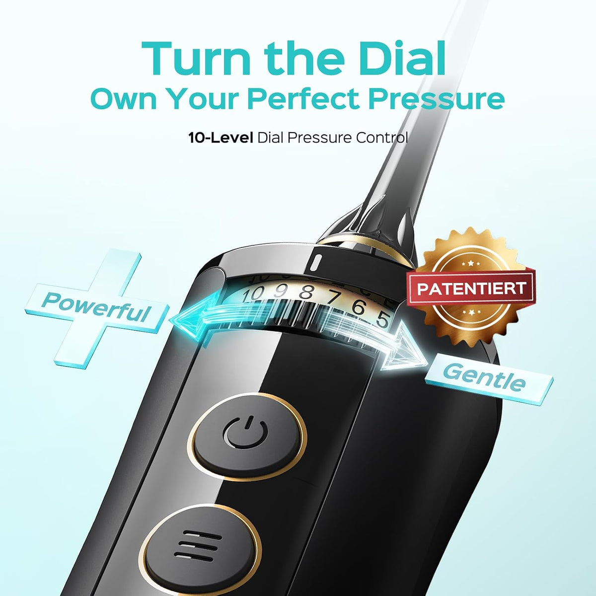 Balveruno® Water Dental Flosser, 10 Pressure Levels, Black Pro
